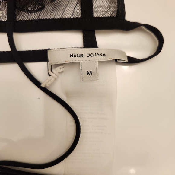 Nensi Dojaka Floral Appliqué Sheer Tulle Triangle Bra in Black at - Picture 5 of 6